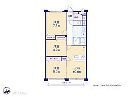 カクタス田無マンション 3LDKの間取図画像