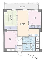 シーアイマンション駒場B棟 3LDKの間取図画像