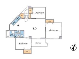武蔵野グリーンタウンD棟 3LDKの間取図画像