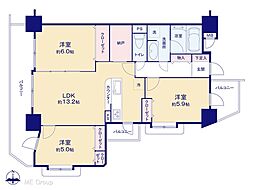 キャッスルマンション亀戸立花弐番館 3LDKの間取図画像