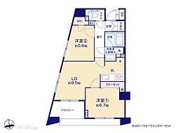プラティーク三軒茶屋 2DKの間取図画像