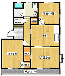 ハイム藤A棟 3DKの間取図画像