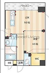 アールズプレイス福岡香椎駅前 1LDKの間取図画像