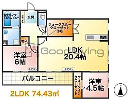 WOOD'SPEAK大濠 2LDKの間取図画像