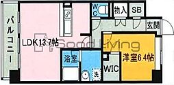 博多プレイス 1LDKの間取図画像