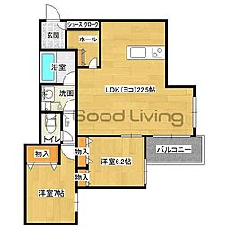 パインコート城西 2LDKの間取図画像