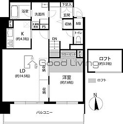 リフェスタ渡辺通 1LDKの間取図画像