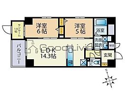 Odaki Bldg OTEMON 2SLDKの間取図画像