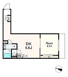 メグリオ新松戸III 102 1階1DKの間取り