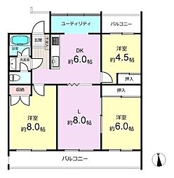 向ケ丘遊園センチュリータウン2号棟 3LDKの間取図画像