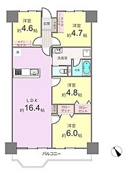 新ゆりグリーンタウンさつき街区1号棟 4LDKの間取図画像