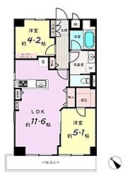 鷺沼ニューハイツ 2LDKの間取図画像