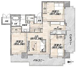 アルコート八乙女ステーションタワー 3LDKの間取図画像
