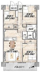 コープ野村土樋 3LDKの間取図画像