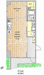 リエゾンFUKUMI 1LDKの間取図画像