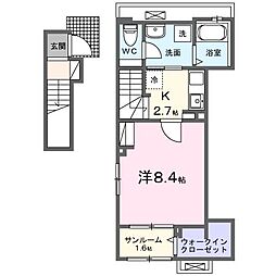 シャインリヒト 1Kの間取図画像