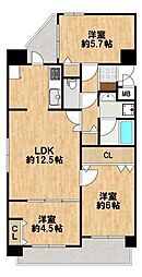 エスリード文の里 3LDKの間取図画像