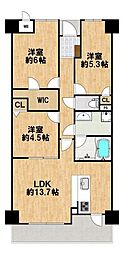 コスモあべの坂ガーデンズ 3LDKの間取図画像