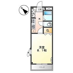 アメニティハイツ 1Kの間取図画像