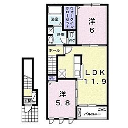 メゾンルバーンB 2LDKの間取図画像
