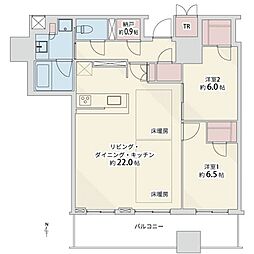 クレヴィアタワー御堂筋本町 2SLDKの間取図画像