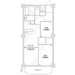 鵠沼ニューマンション 2LDKの間取図画像