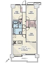 オーベル北越谷セカンドステージ 3LDKの間取図画像