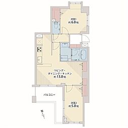 プリムローズ横浜藤棚 2LDKの間取り