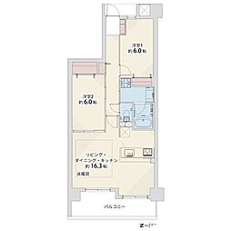 エフ・ステージ京都駅レジデンス 2LDKの間取図画像
