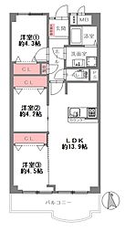 千里グランドコーポ 3DKの間取図画像