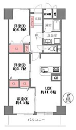 西宮グリーンマンション1号館 3LDKの間取図画像