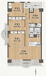 ファミールハイツ城東A棟 4LDKの間取図画像