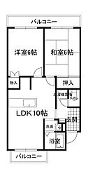 コーポ高野口 2階2LDKの間取り