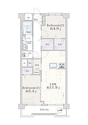 砧公園ヒミコマンション 2LDKの間取図画像