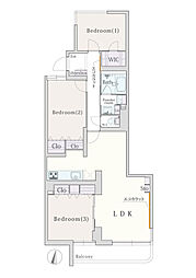 東寺尾ヒルズ85L棟 3LDKの間取図画像