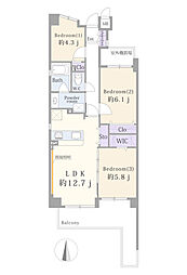 ヴィルヌーブ鷺沼2番館 3LDKの間取図画像