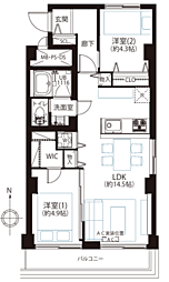 メイゾン牛込 2LDKの間取図画像