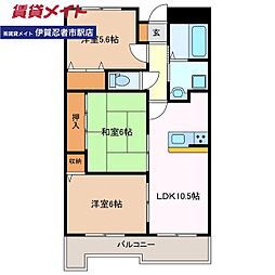 グランディス伊賀上野 3LDKの間取図画像