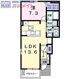 フォルシュドライシュハユ 1LDKの間取図画像