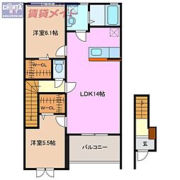 ポルトゥ・ボヌール 2LDKの間取図画像