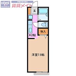 コーポヴィヴレ 1Kの間取図画像