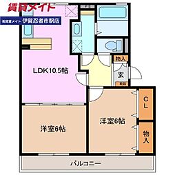 シルキー 2LDKの間取図画像