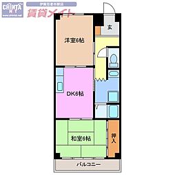 フラット立石A 2DKの間取図画像