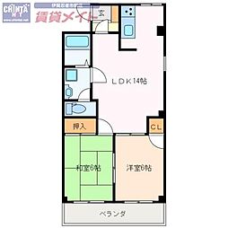 グランディール・雅 2LDKの間取図画像