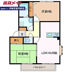 マ,メゾンB 2LDKの間取図画像