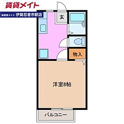 ハイツヤマハンA 1Kの間取図画像