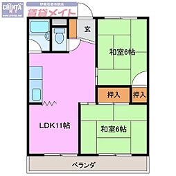共生マンション 2LDKの間取図画像
