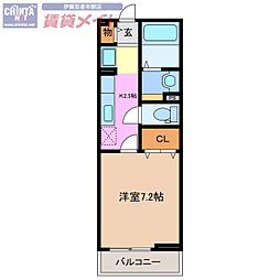 スターレジデンス西明寺Ｂ 1階1Kの間取り