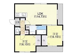 Cle　Du　Bonheur　M 3階2LDKの間取り