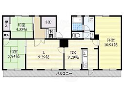 高槻野村マンション 1階3LDKの間取り